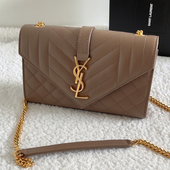 Saint Laurent YSL Small Envelope Quilted Matelassé Chain Leather Shoulder Bag - Picture 4 of 16